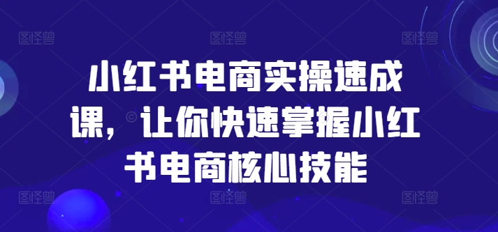 小红书电商实操速成课，让你快速掌握小红书电商核心技能-800资源网