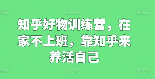 知乎好物训练营，在家不上班，靠知乎来养活自己-800资源网