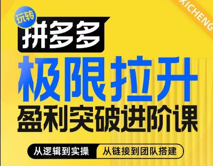 拼多多极限拉升盈利突破进阶课，​从算法到玩法，从玩法到团队搭建，体系化系统性帮助商家实现利润提升-800资源网