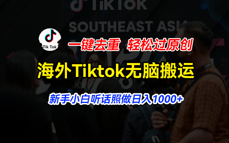 海外Tiktok短视频无脑搬运，一键去重轻松过原创，新手小白听话照做日入…-800资源网