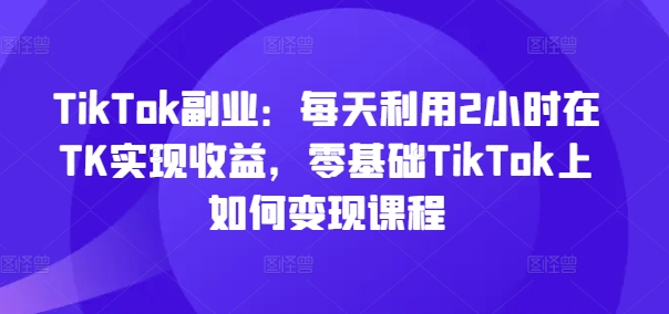 TikTok副业：每天利用2小时在TK实现收益，零基础TikTok上如何变现课程-800资源网