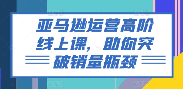 亚马逊运营高阶线上课，助你突破销量瓶颈-800资源网