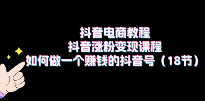 抖音电商教程：抖音涨粉变现课程：如何做一个赚钱的抖音号（18节）-800资源网