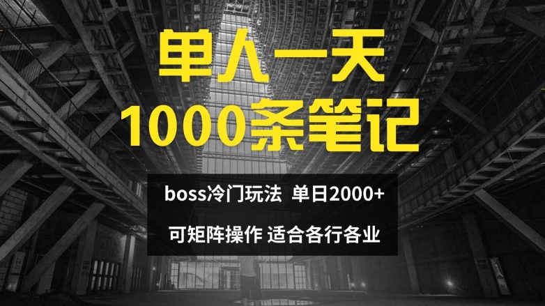 单人一天1000条笔记，日入2000+，BOSS直聘的正确玩法-800资源网
