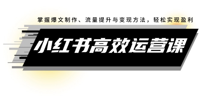 小红书高效运营课：掌握爆文制作、流量提升与变现方法，轻松实现盈利-800资源网