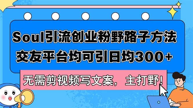 Soul引流创业粉野路子方法，交友平台均可引日均300+，无需剪视频写文案…-800资源网
