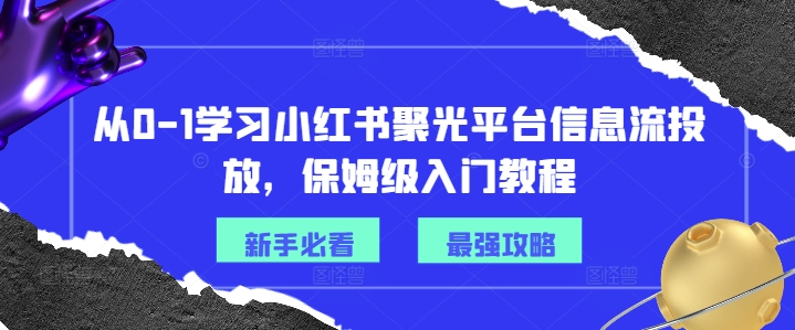 从0-1学习小红书聚光平台信息流投放，保姆级入门教程-800资源网