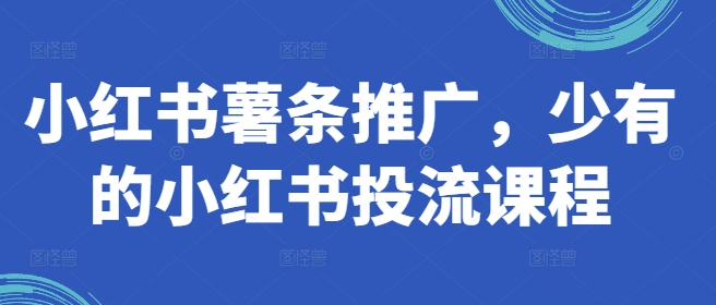 小红书薯条推广，少有的小红书投流课程-800资源网