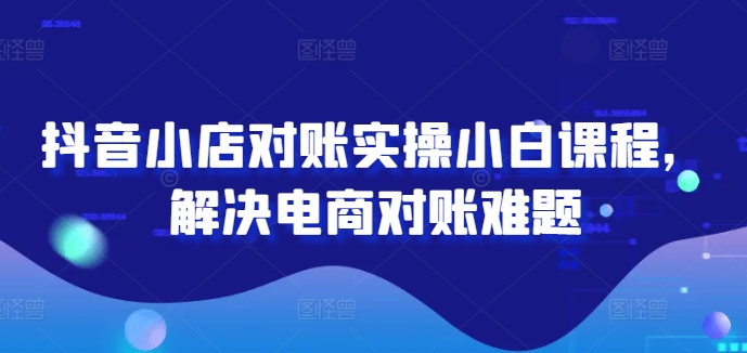抖音小店对账实操小白课程，解决电商对账难题-800资源网