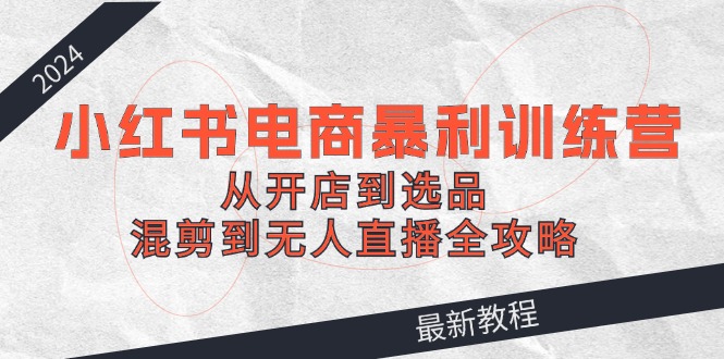 2024小红书电商暴利训练营：从开店到选品，混剪到无人直播全攻略-800资源网