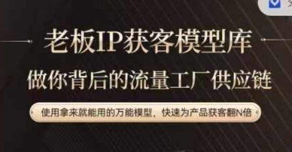 老板IP流量供应链，动作越少，账号越好，使用拿来就能用的万能模型，快速为产品获客翻N倍-800资源网