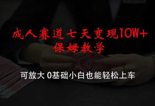 成人赛道七天变现10W+保姆教学，可放大，0基础小白也能轻松上车-800资源网