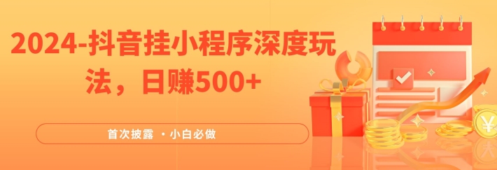 2024全网首次披露，抖音挂小程序深度玩法，日赚500+，简单、稳定，带渠道收入，小白必做-800资源网