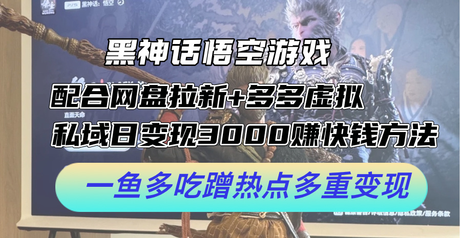 黑神话悟空游戏配合网盘拉新+多多虚拟+私域日变现3000+赚快钱方法。…-800资源网