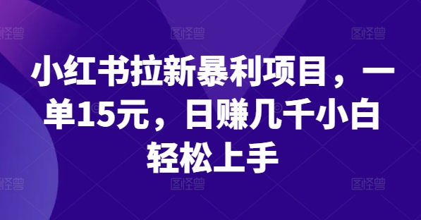 小红书拉新暴利项目，一单15元，日赚几千小白轻松上手-800资源网