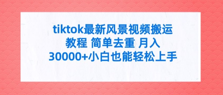 tiktok最新风景视频搬运教程 简单去重 月入3W+小白也能轻松上手-800资源网
