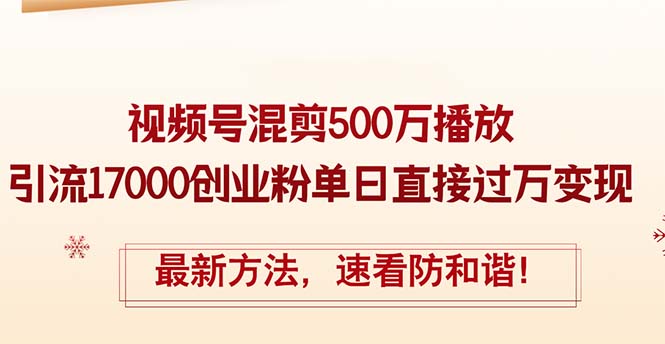 精华帖视频号混剪500万播放引流17000创业粉，单日直接过万变现，最新方…-800资源网
