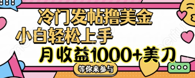 冷门发帖撸美金项目，月收益1000+美金，简单无脑，干就完了-800资源网