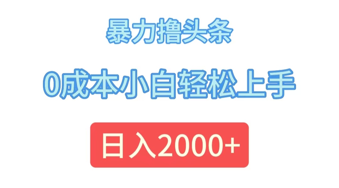 暴力撸头条，0成本小白轻松上手，日入2000+-800资源网