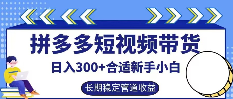 拼多多短视频带货日入300+有长期稳定被动收益，合适新手小白-800资源网