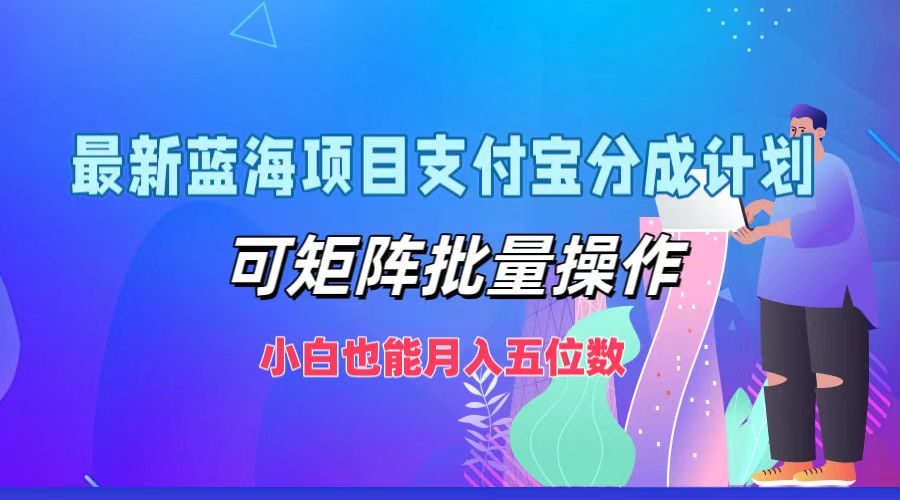最新蓝海项目支付宝分成计划，可矩阵批量操作，小白也能月入五位数-800资源网