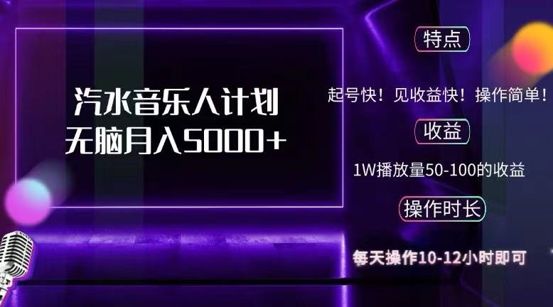 抖音汽水音乐人计划无脑月入5000+-800资源网