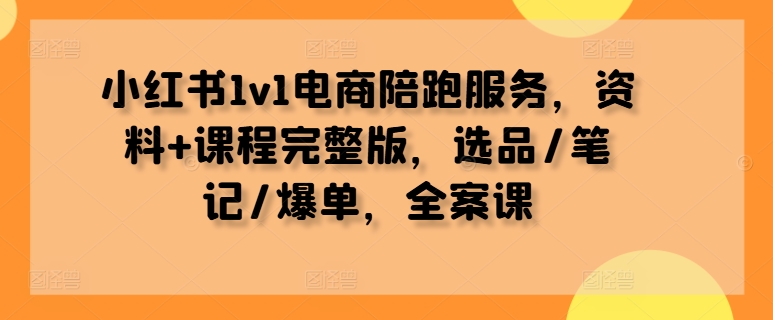 小红书1v1电商陪跑服务，资料+课程完整版，选品/笔记/爆单，全案课-800资源网