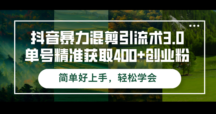 抖音暴力混剪引流术3.0单号精准获取400+创业粉简单好上手，轻松学会-800资源网