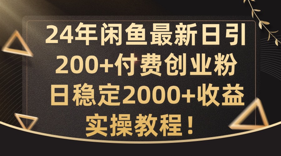 24年闲鱼最新日引200+付费创业粉日稳2000+收益，实操教程-800资源网