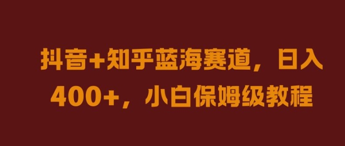 抖音+知乎蓝海赛道，日入几张，小白保姆级教程-800资源网