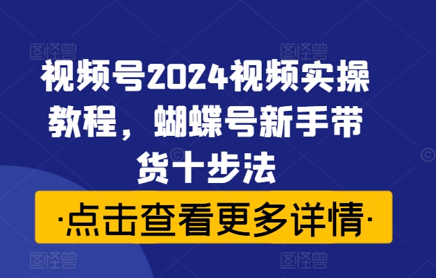 视频号2024视频实操教程，蝴蝶号新手带货十步法-800资源网