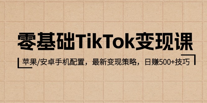 零基础TikTok变现课：苹果/安卓手机配置，最新变现策略，日赚500+技巧-800资源网
