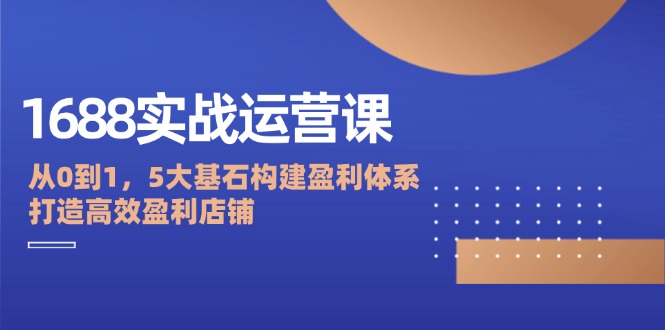 1688实战运营课：从0到1，5大基石构建盈利体系，打造高效盈利店铺-800资源网