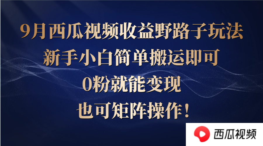 西瓜视频收益野路子玩法，新手小白简单搬运即可，0粉就能变现，也可矩…-800资源网