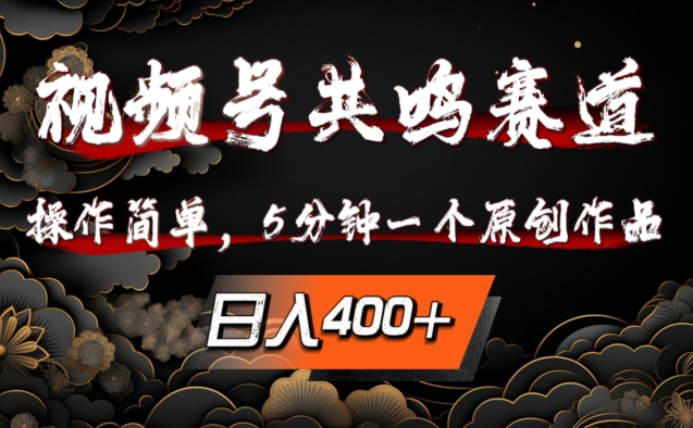视频号共鸣赛道，操作简单，5分钟1个原创作品，日入几张-800资源网
