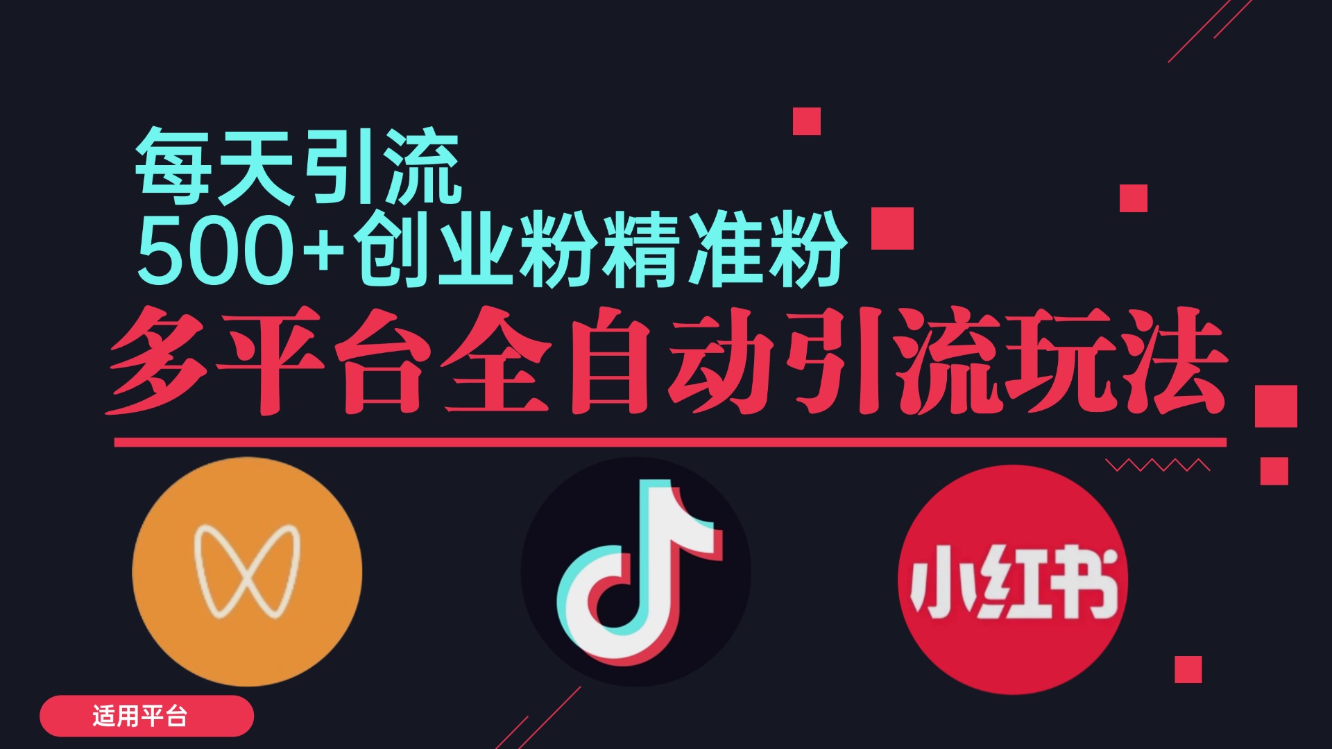 小红书抖音视频号截流自热全平台引流打法，全自动引流【日引2000+精准…-800资源网