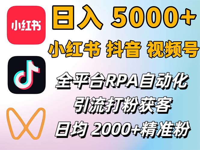 小红书、抖音、视频号RPA全自动矩阵引流截流获客工具，日均2000+精准粉丝-800资源网
