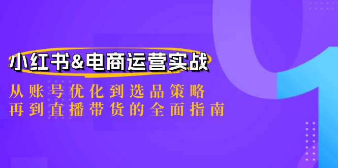 小红书&电商运营实战：从账号优化到选品策略，再到直播带货的全面指南-800资源网