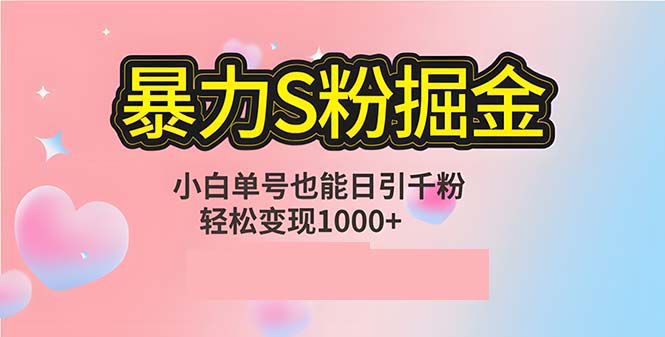 单人单机日引千粉，变现1000+，S粉流量掘金计划攻略-800资源网