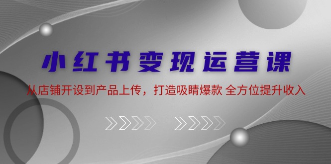 小红书变现运营课：从店铺开设到产品上传，打造吸睛爆款 全方位提升收入-800资源网