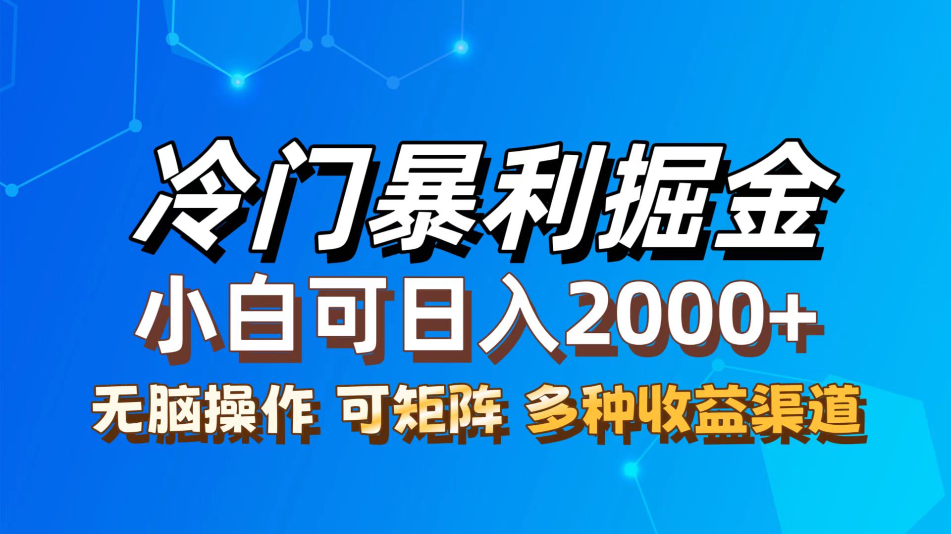 最新冷门蓝海项目，无脑搬运，小白可轻松上手，多种变现方式，一天十几…-800资源网