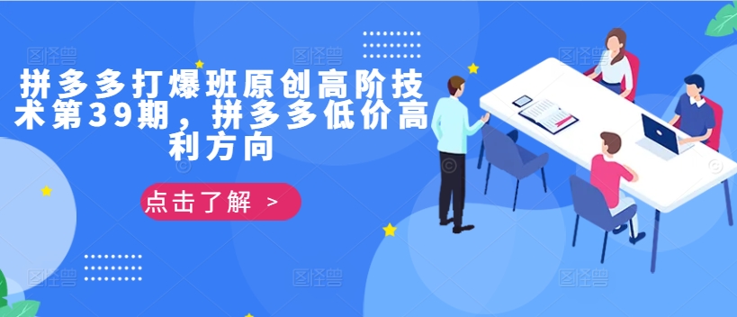 拼多多打爆班原创高阶技术第39期，拼多多低价高利方向-800资源网