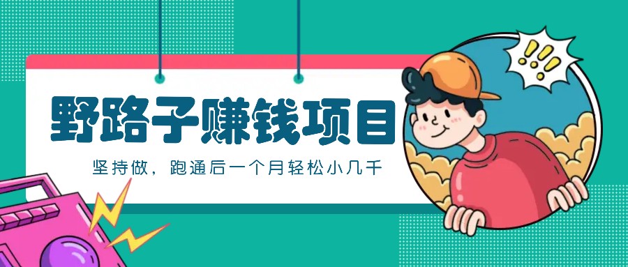 一个人就能操作的野路子赚钱项目，零成本零门槛坚持做，跑通后一个月小几千！-800资源网