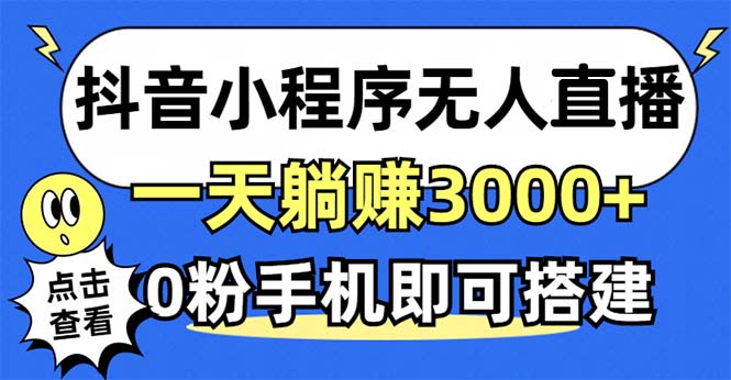 抖音小程序无人直播，一天躺赚3000+，0粉手机可搭建，不违规不限流，小…-800资源网
