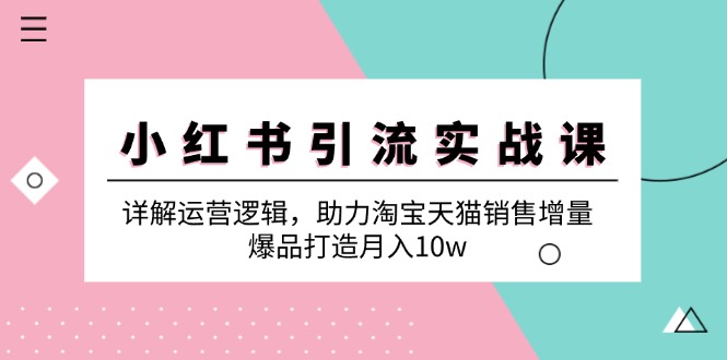 小红书引流实战课：详解运营逻辑，助力淘宝天猫销售增量，爆品打造月入10w-800资源网