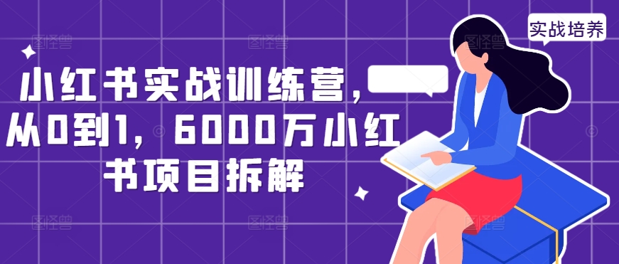 小红书实战训练营，从0到1，6000万小红书项目拆解-800资源网
