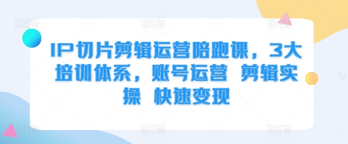 IP切片剪辑运营陪跑课，3大培训体系，账号运营 剪辑实操 快速变现-800资源网