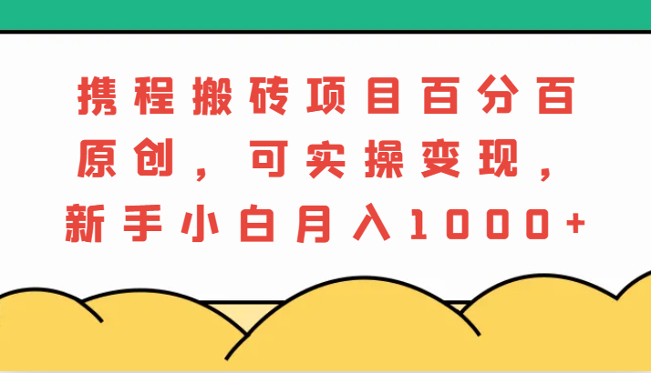 携程搬砖项目，百分百原创，可实操变现，新手小白月入1000+-800资源网