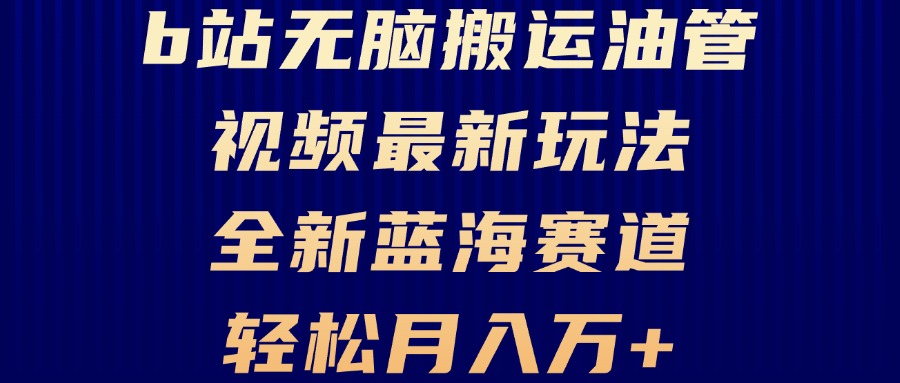 B站无脑搬运油管视频最新玩法，轻松月入过万，小白轻松上手，全新蓝海赛道-800资源网