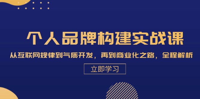个人品牌构建实战课：从互联网规律到气质开发，再到商业化之路，全程解析-800资源网